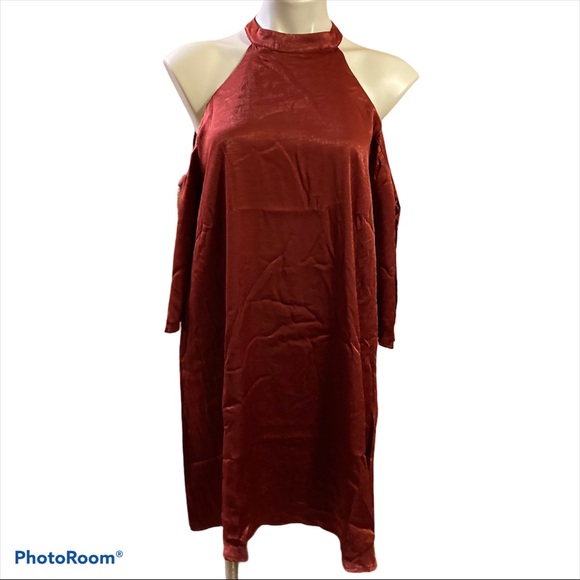 - Dee Elly dark mauve cold shoulder dress - Picture 1 of 8